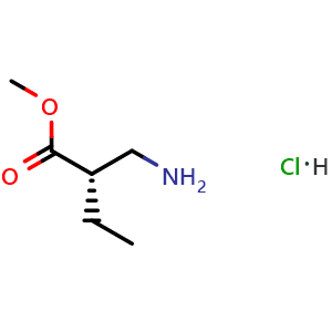 Chemical structure of Methyl (2S)-2-(aminomethyl)butanoate hydrochloride , CAS 2227845-01-2, AChemBlock AD280963