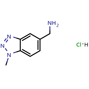 Chemical structure of 5-(Aminomethyl)-1-methyl-1H-benzotriazole hydrochloride , CAS 1222084-53-8, AChemBlock AD280964