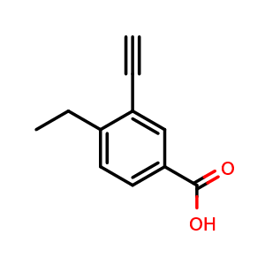 Chemical structure of 4-Ethyl-3-ethynylbenzoic acid , CAS 2101206-43-1, AChemBlock AD280971