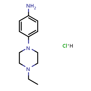 Chemical structure of 4-(4-Ethylpiperazin-1-yl)aniline hydrochloride , CAS 2009011-61-2, AChemBlock AD280973
