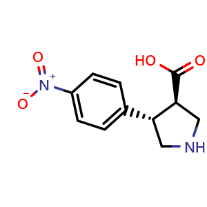 Chemical structure of rel-(3R,4S)-4-(4-Nitrophenyl)-3-pyrrolidinecarboxylic acid , CAS 1893597-57-3, AChemBlock AD280978