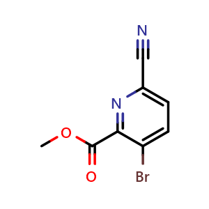 Chemical structure of Methyl 3-bromo-6-cyanopicolinate , CAS 61880-93-1, AChemBlock AD280985