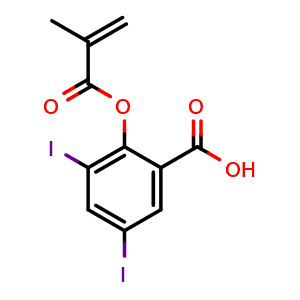 Chemical structure of 3,5-Diiodo-2-(methacryloyloxy)benzoic acid , CAS 657401-22-4, AChemBlock AD280986