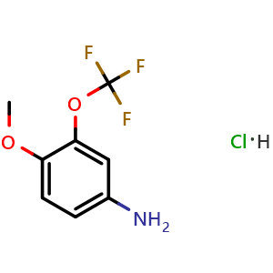 Chemical structure of Benzenamine, 4-methoxy-3-(trifluoromethoxy) hydrochloride , CAS 647855-19-4, AChemBlock AD280988