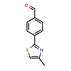Chemical structure of 4-(4-Methyl-1,3-thiazol-2-yl)benzaldehyde , CAS 1082943-06-3, AChemBlock AD280995