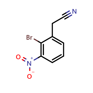 Chemical structure of 2-(2-Bromo-3-nitrophenyl)acetonitrile , CAS 173026-24-9, AChemBlock AD280998