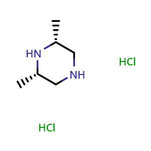 Chemical structure of rel-(2R,6S)-2,6-Dimethylpiperazine hydrochloride , CAS 106763-32-0, AChemBlock AD281002