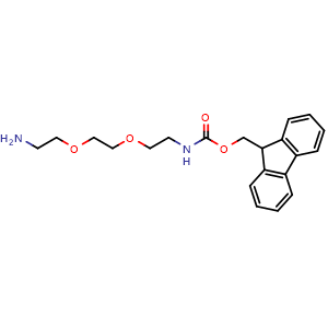 Chemical structure of (9H-Fluoren-9-yl)methyl (2-(2-(2-aminoethoxy)ethoxy)ethyl)carbamate , CAS 444727-01-9, AChemBlock AD281008