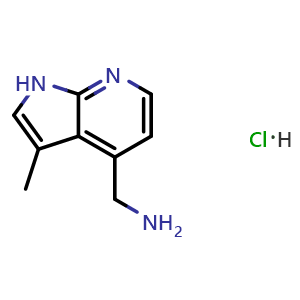 Chemical structure of (3-Methyl-1H-pyrrolo[2,3-b]pyridin-4-yl)methanaminehydrochloride , CAS 2442597-60-4, AChemBlock AD281013