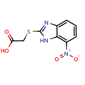 Chemical structure of 2-((7-Nitro-1H-benzo[d]imidazol-2-yl)thio)aceticacid , CAS 92824-09-4, AChemBlock AD281018