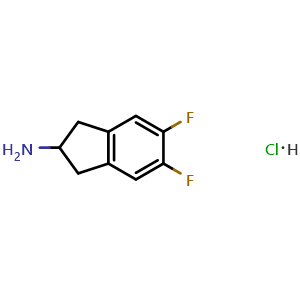 Chemical structure of 5,6-Difluoro-2,3-dihydro-1H-inden-2-aminehydrochloride , CAS 173996-48-0, AChemBlock AD281021