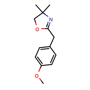 Chemical structure of 2-(4-Methoxybenzyl)-4,4-dimethyl-4,5-dihydrooxazole , CAS 53644-98-7, AChemBlock AD281024