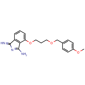 Chemical structure of 1-Imino-4-(3-(4-methoxybenzyloxy)propoxy)-1H-isoindol-3-amine , CAS 685898-11-7, AChemBlock AD281026