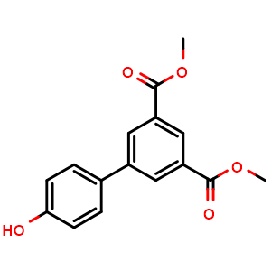 Chemical structure of Dimethyl4'-hydroxy-[1,1'-biphenyl]-3,5-dicarboxylate , CAS 1245828-39-0, AChemBlock AD281030