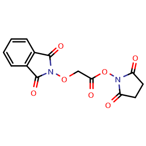 Chemical structure of 2,5-Dioxo-1-pyrrolidinyl 2-[(1,3-dihydro-1,3-dioxo-2H-isoindol-2-yl)oxy]acetate , CAS 1333377-78-8, AChemBlock AD281035