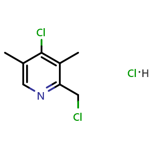 Chemical structure of Pyridine, 4-chloro-2-(chloromethyl)-3,5-dimethyl-, hydrochloride , CAS 143016-68-6, AChemBlock AD281039