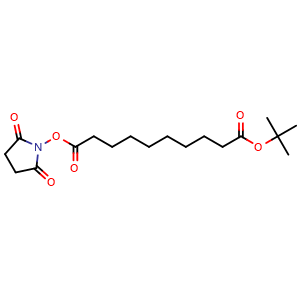 Chemical structure of 10-(tert-Butoxy)-10-oxodecanoic NHS ester , CAS 905735-81-1, AChemBlock AD281043