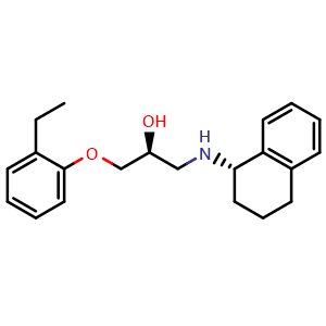 Chemical structure of (2S)-1-(2-Ethylphenoxy)-3-[[(1S)-1,2,3,4-tetrahydro-1-naphthalenyl]amino]-2-propanol , CAS 174689-38-4, AChemBlock AD281046