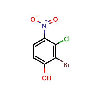 Chemical structure of 2-Bromo-3-chloro-4-nitrophenol , CAS 858855-17-1, AChemBlock AD281057