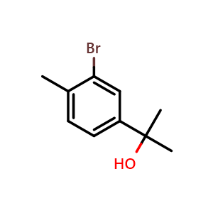 Chemical structure of 2-(3-Bromo-4-methyl-phenyl)-propan-2-ol , CAS 40180-81-2, AChemBlock AD281059