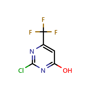 Chemical structure of 2-Chloro-6-(trifluoromethyl)pyrimidin-4-ol , CAS 1240599-08-9, AChemBlock AD281062