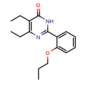 Chemical structure of 5,6-Diethyl-2-(2-propoxyphenyl)pyrimidin-4(3H)-one , CAS 1229019-57-1, AChemBlock AD281064