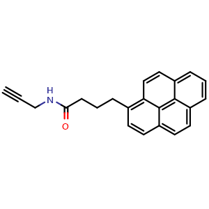 Chemical structure of N-(Prop-2-yn-1-yl)-4-(pyren-1-yl)butanamide , CAS 1000852-25-4, AChemBlock AD281066