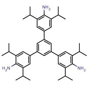 Chemical structure of 5'-(4-Amino-3,5-diisopropylphenyl)-3,3'',5,5''-tetraisopropyl-[1,1':3',1''-terphenyl]-4,4''-diamine , CAS 1800490-20-3, AChemBlock AD281087