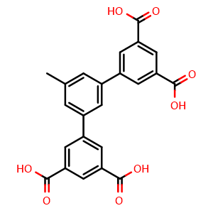 Chemical structure of 5'-Methyl-[1,1':3',1''-terphenyl]-3,3'',5,5''-tetracarboxylic acid , CAS 1433189-28-6, AChemBlock AD281089