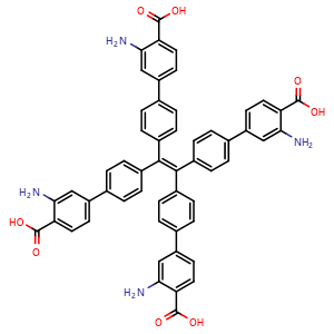 Chemical structure of 4',4''',4''''',4'''''''-(Ethene-1,1,2,2-tetrayl)tetrakis(3-amino-[1,1'-biphenyl]-4-carboxylic acid) , CAS 1643112-47-3, AChemBlock AD281092