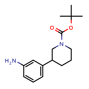 Chemical structure of 3-(3-Amino-phenyl)-piperidine-1-carboxylicacidtert-butylester , CAS 883901-97-1, AChemBlock AD281100