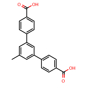 Chemical structure of 5'-Methyl-[1,1':3',1''-terphenyl]-4,4''-dicarboxylic acid , CAS 1582811-97-9, AChemBlock AD281101