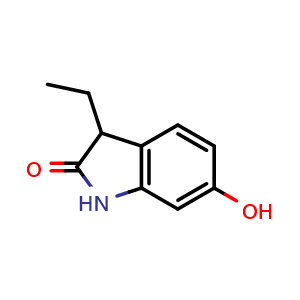 Chemical structure of 3-Ethyl-6-hydroxyindolin-2-one , CAS 1707563-45-8, AChemBlock AD281105