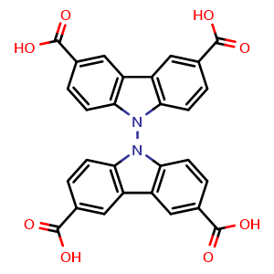 Chemical structure of [9,9'-Bicarbazole]-3,3',6,6'-tetracarboxylic acid , CAS 2266564-54-7, AChemBlock AD281110