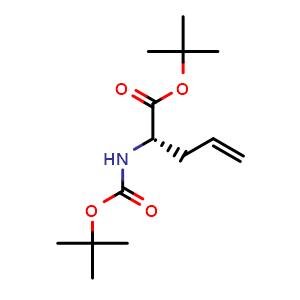 Chemical structure of (S)-tert-Butyl 2-((tert-butoxycarbonyl)amino)pent-4-enoate , CAS 151436-20-3, AChemBlock AD281115