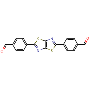 Chemical structure of 4,4'-(Thiazolo[5,4-d]thiazole-2,5-diyl)dibenzaldehyde , CAS 1235020-92-4, AChemBlock AD281118
