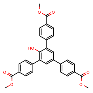 Chemical structure of Dimethyl 2'-hydroxy-5'-(4-(methoxycarbonyl)phenyl)-[1,1':3',1''-terphenyl]-4,4''-dicarboxylate , CAS 1353118-72-5, AChemBlock AD281126