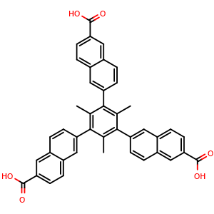 Chemical structure of 6,6',6''-(2,4,6-Trimethylbenzene-1,3,5-triyl)tris(2-naphthoic acid) , CAS 1907697-57-7, AChemBlock AD281128