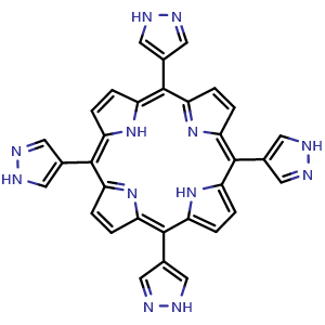 Chemical structure of 5,10,15,20-Tetra-1H-pyrazol-4-yl-21H,23H-porphine , CAS 1849676-26-1, AChemBlock AD281130
