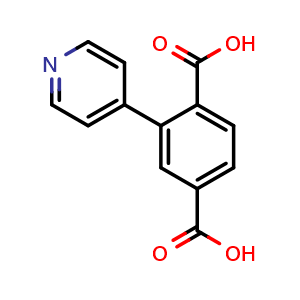Chemical structure of 2-(Pyridin-4-yl)terephthalic acid , CAS 1238617-40-7, AChemBlock AD281131