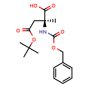Chemical structure of (S)-2-(((Benzyloxy)carbonyl)amino)-4-(tert-butoxy)-2-methyl-4-oxobutanoic acid , CAS 135923-94-3, AChemBlock AD281132