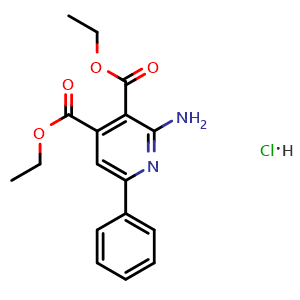Chemical structure of Diethyl 2-amino-6-phenylpyridine-3,4-dicarboxylate hydrochloride , CAS 143556-21-2, AChemBlock AD281140