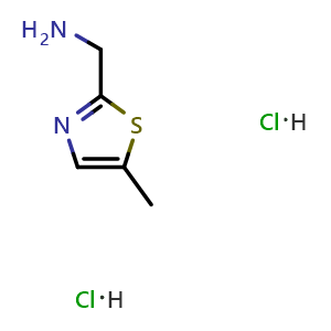 Chemical structure of [(5-Methyl-1,3-thiazol-2-yl)methyl]aminedihydrochloride , CAS 1185115-32-5, AChemBlock AD281143