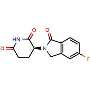 Chemical structure of (S)-3-(5-Fluoro-1-oxoisoindolin-2-yl)piperidine-2,6-dione , CAS 1884230-70-9, AChemBlock AD281145