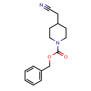 Chemical structure of Benzyl 4-(cyanomethyl)piperidine-1-carboxylate , CAS 1823802-34-1, AChemBlock AD281149