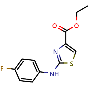 Chemical structure of 2-(4-Fluoro-phenylamino)-thiazole-4-carboxylicacidethylester , CAS 1449274-53-6, AChemBlock AD281151