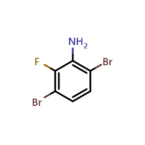 Chemical structure of 3,6-Dibromo-2-fluoroaniline , CAS 1804931-55-2, AChemBlock AD281153