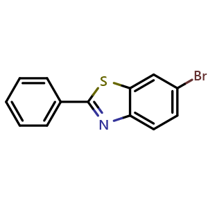 Chemical structure of 6-Bromo-2-phenylbenzothiazole , CAS 77333-67-6, AChemBlock AD281154