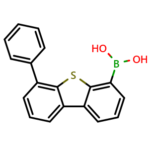 Chemical structure of (6-Phenyldibenzo[b,d]thiophen-4-yl)boronic acid , CAS 1115640-18-0, AChemBlock AD281160