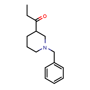 Chemical structure of 1-(1-Benzylpiperidin-3-yl)propan-1-one , CAS 1486200-29-6, AChemBlock AD281163
